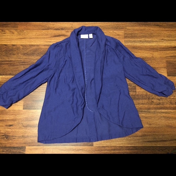 Women blue casual 3/4 sleeves blazer / size M - Picture 1 of 4
